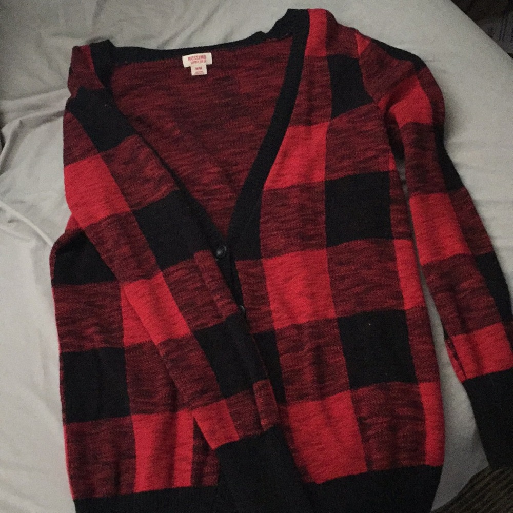 Plaid print cardigan